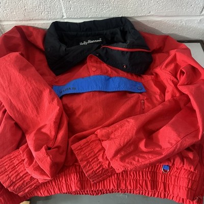 VTG Helly Hansen Anorak Lifa Windbreaker Pullover Jacket 1/2 Zip Red Large 