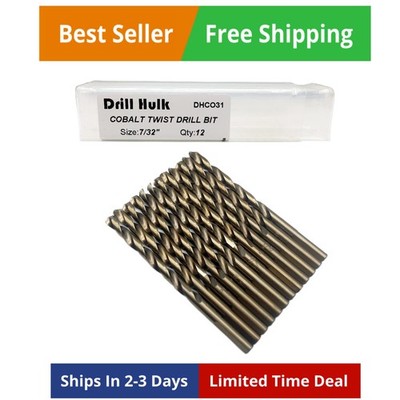 7/32-Inch Cobalt Steel M35 Jobber Length Twist Drill Bits for Hard Metal, Sta...
