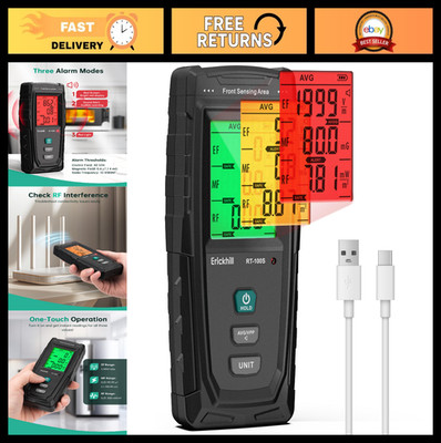 3-in-1 EMF Detector for Radiation, RF, MF, WiFi & 5G - Triple Alarm, Type-C Char