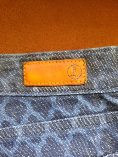 Lands End Womens Mid Rise Straight Leg Geometric Indigo Denim Jeans 14 - Picture 5 of 8