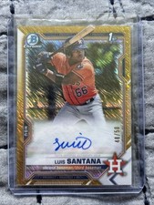 Luis Santana 2021 Bowman Chrome Gold Refractor 1st Rookie Auto #d /50