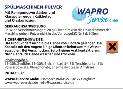 Geschirr Spül Maschinen GSR Pulver 5x5 Kg (1,28 EUR/kg)
