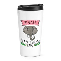 Beware VerrüCkte Elefant Damen Reise Becher Tasse Lustig Tiere Scherz Thermo