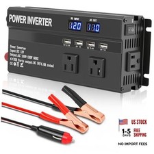 1200W Power Peak Inverter, with Fast Charging 2.4A 4 USB and 3 AC Outlets 