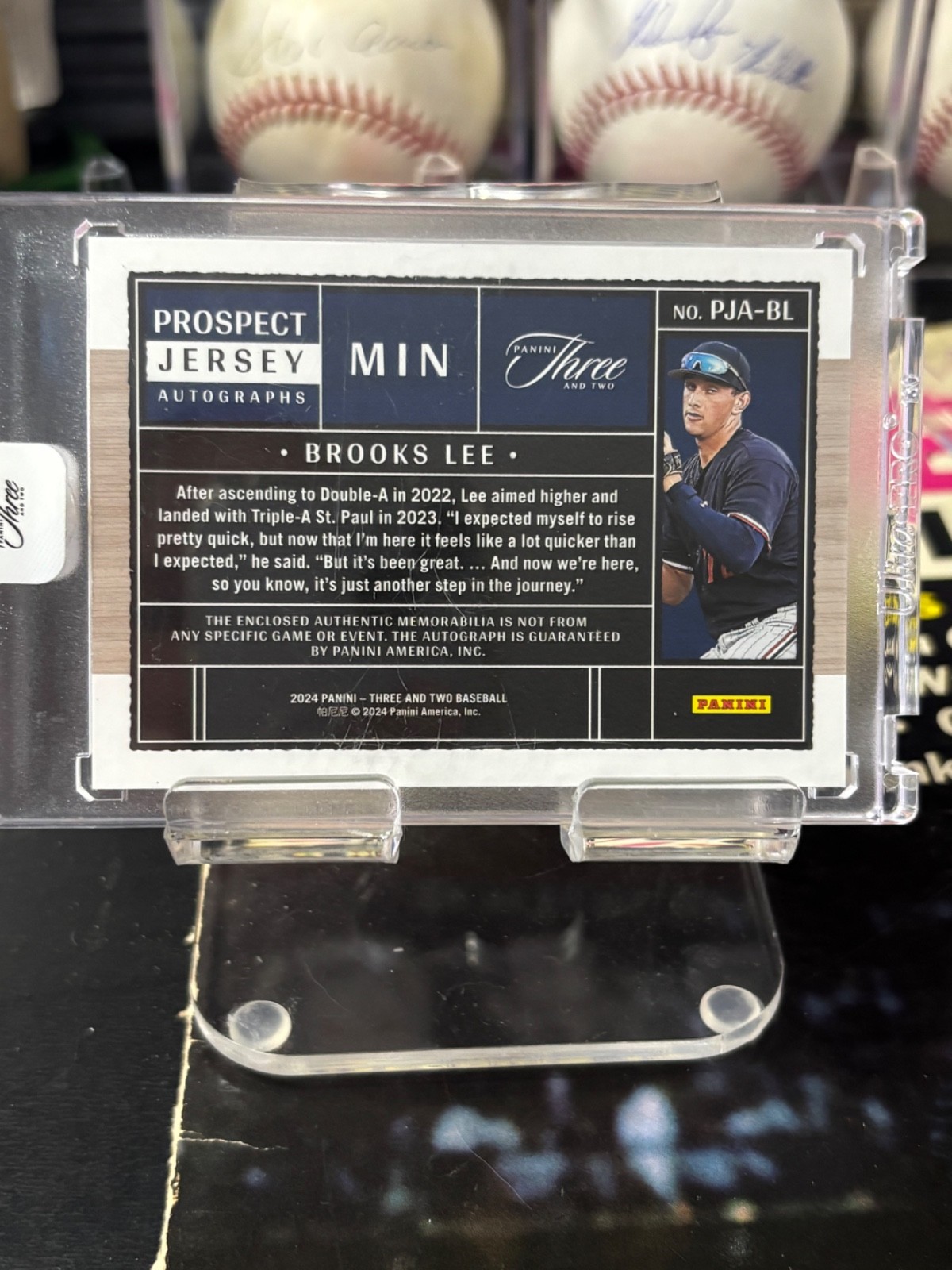 2024 Panini Three And Two Brooks Lee Prospect Patch Auto 72/99  Minnesota Twins view 5