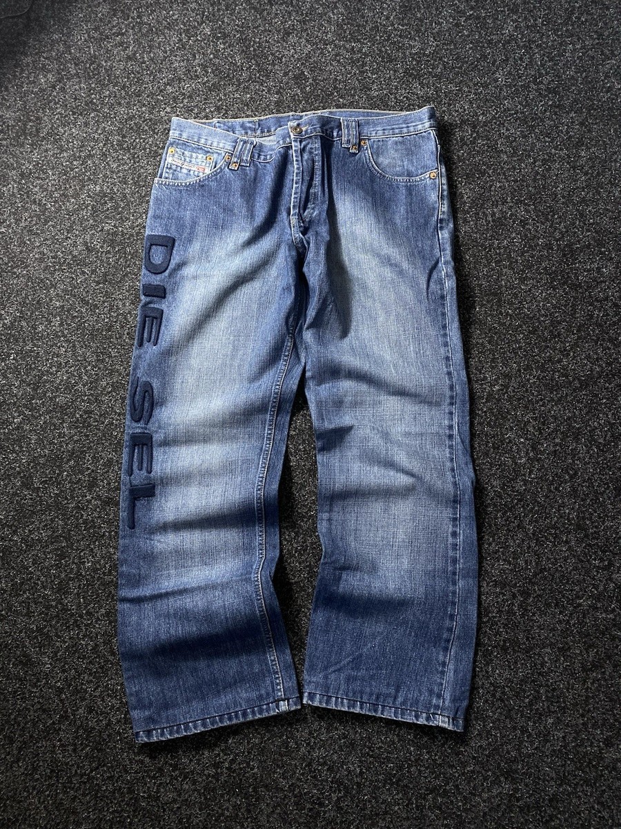 OPIUM Diesel Blue Baggy Logo Punk Denim Jeans Mens 36 size Avant