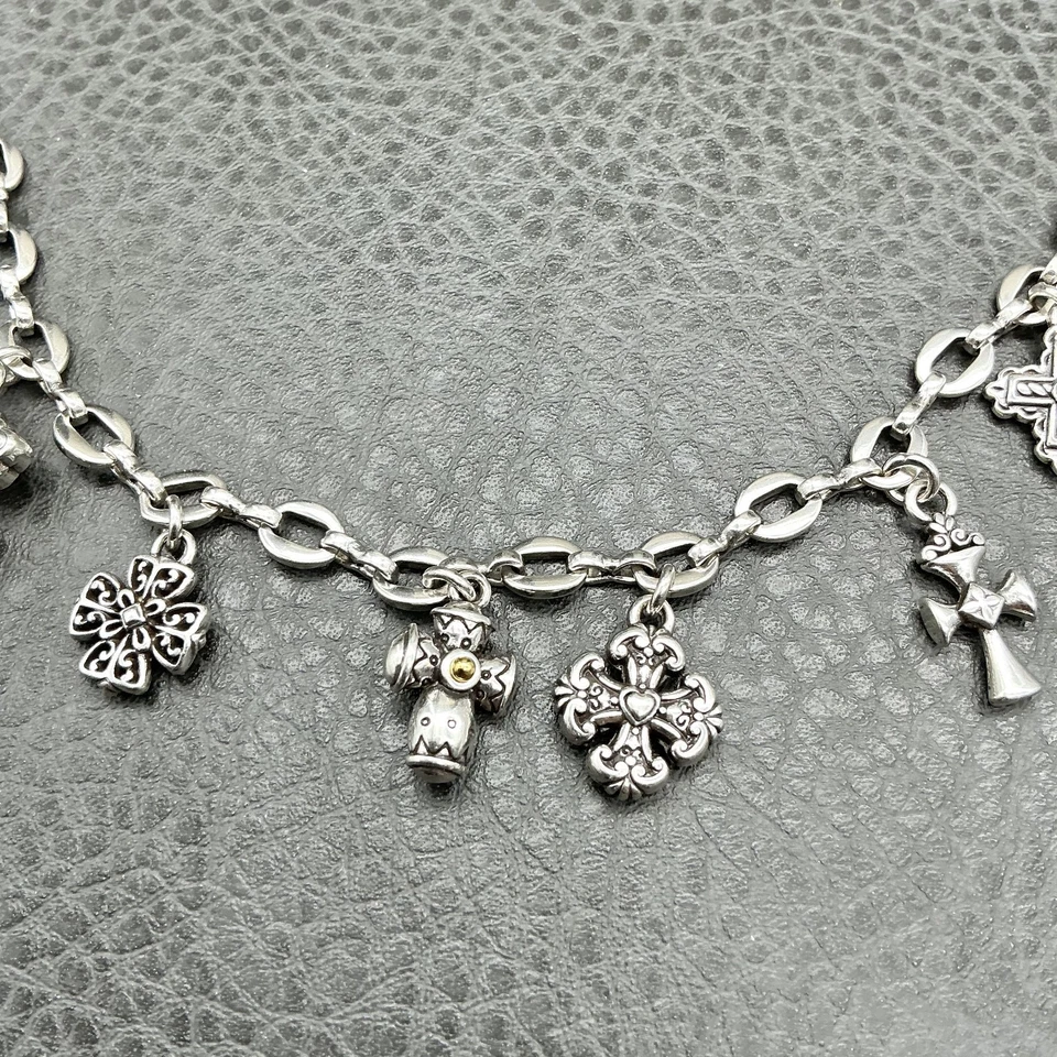 Brighton Charm Necklace Cross Eternity Religious Pendants Silver Tone Chain 16" - Image 4 of 4