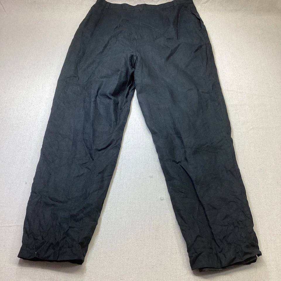 Pantalones vintage David N. para mujer 16 100 % lino negro plisado pierna cónica Foto 2 de 4