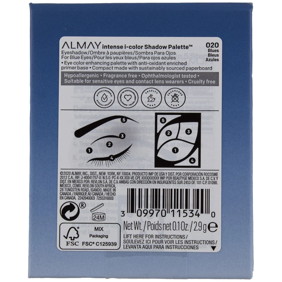 4 Pack Almay Intense i-Color Shadow Palette, Blue Eyes 0.10 oz - Image 2 of 2