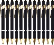12 Pack Black Gold Ballpoint Pen with Stylus ...