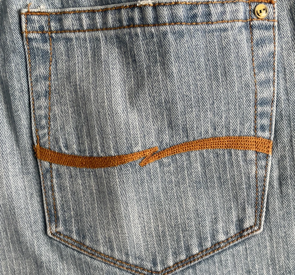 Pantalones Cortos de Jean Phat Farm De Colección Para Hombre 38 Azul Sueltos Pierna Ancha Rayas Denim Foto 4 de 4