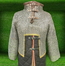 Medieval Chainmail Half Shirt Blackened Riveted Hauberk Armor LARP SCA Reenactme