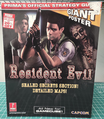 Resident Evil Prima's Official Strategy Guide Nintendo GAMECUBE w/POSTER - RARE!