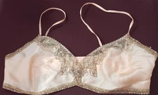 1930s Peach Vintage Bra Bralette Rayon Lace Trim Sears Small 29 Inch Costume
