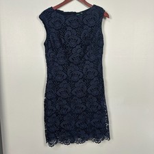 Lauren Ralph Lauren Lighthouse Navy Lace Evening Dress Size 8 Sleeveless