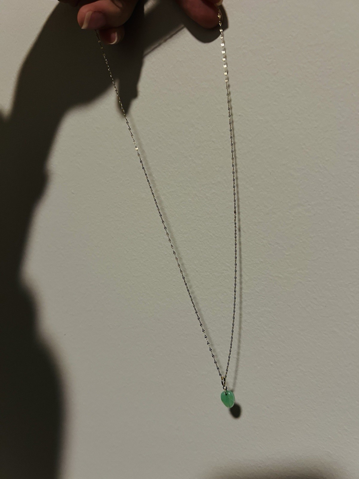 18k solid gold Grade A Jadeite Leaf Necklace - image 2