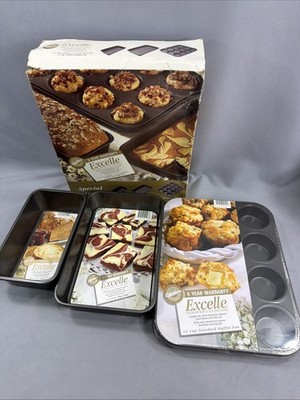3 PC Wilton Heavy GUAGE Nonstick Baking Loaf PAN & BAKERS SECRET MUFFIN PAN