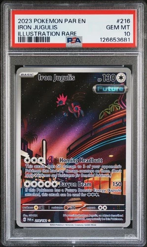 2023 POKEMON PAR EN-PARADOX RIFT ILLUSTRATION RARE #216 IRON JUGULIS PSA 10