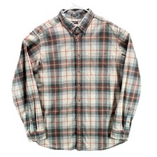 Eddie Bauer Shirt Mens XL Tall Gray Plaid Flannel Button Down Relaxed Fit