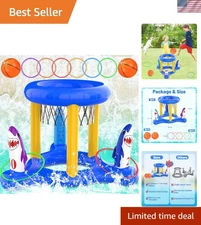 Durable Inflatable Pool Games Set - Basketball and Ring Toss for Kids & Adults