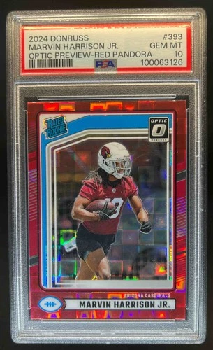 2024 Donruss Marvin Harrison Jr. Optic Rated Rookie Prev Red Pandora #393 PSA 10