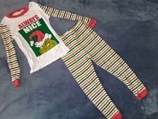 Dr. Seuss Grinch Christmas Pajama Set 5T Red Green White Cotton Long Sleeve