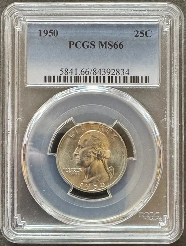 1950 Washington Silver Quarter PCGS MS66      Free US Shipping