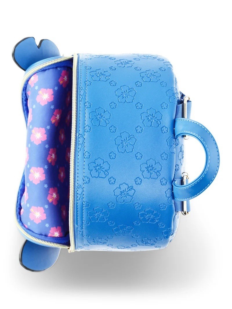 Disney Lilo Stitch Women's Mini Backpack Blue Floral Pattern