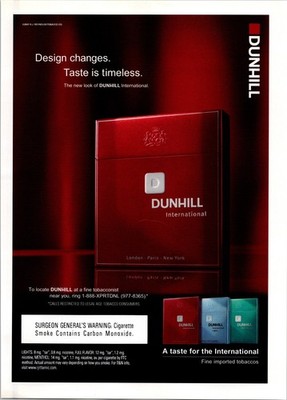 2007   Dunhill International Cigarette  print ad   2000s Mens Fashion DA.16