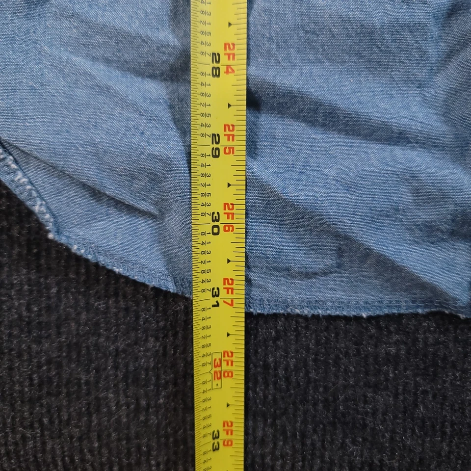 Wrangler Western Denim Snap Shirt 2XL Blue Chambray Long Sleeve 100% Cotton - Image 4 of 4