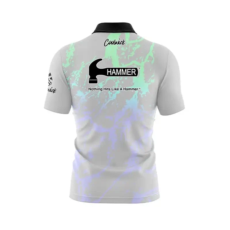 Hammer Grey Graffiti Quick Ship CoolWick Sash Zip Bowling Jersey