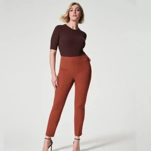 Spanx M On The Go Slim Straight Ankle Pants Bronze Glow
