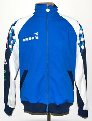 ITALY 1990 VINTAGE FOOTBALL FULL TRACKSUIT JACKET + PANTS DIADORA SIZE L ADULT