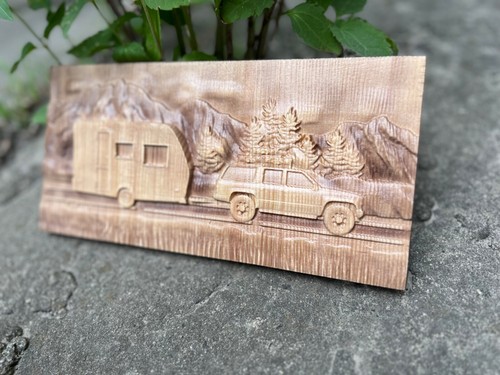 Motorhome Camping Holiday Camp Wood Carving Multicolor Picture Woodworking 3d - Picture 9 of 24