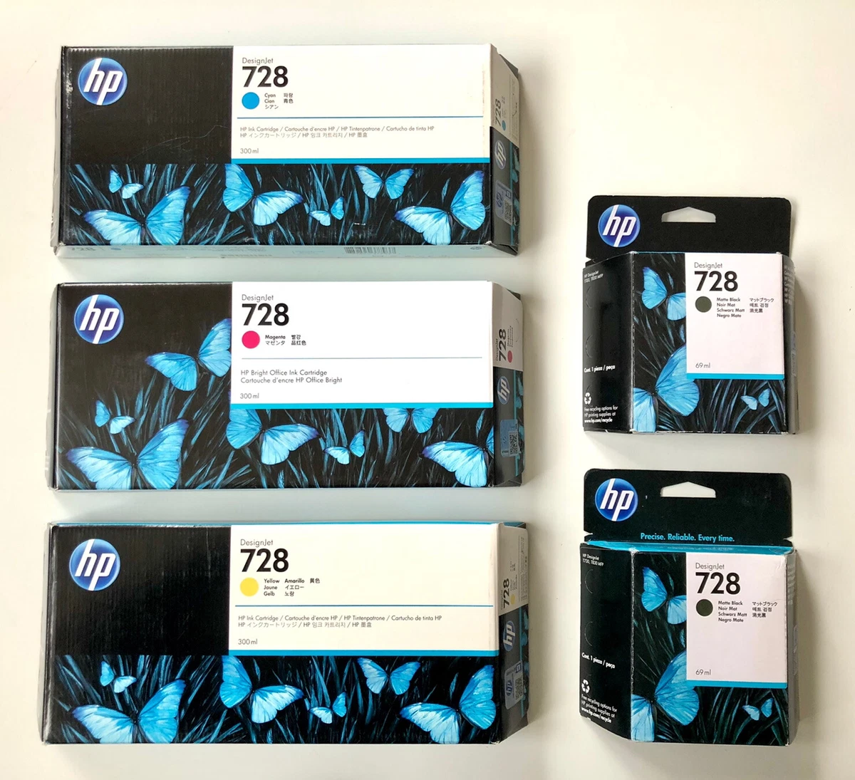 5 Original Ink HP Designjet T730 T830 / No. 728 F9K17A -F9K15A
