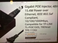 Gigabit 48V PoE Injector Adapter Power Over Ethernet 802.3at af UBNT AP