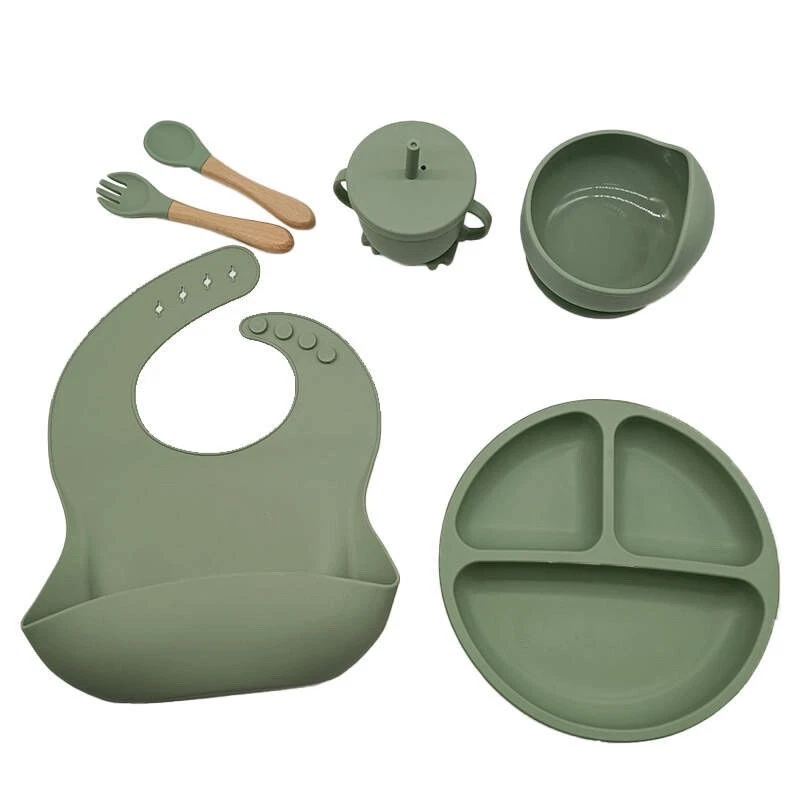 Silicone Baby Feeding Set - Baby Led Weaning Supplies Set - Suction Baby  Plate Bowl Set with Bib