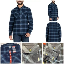 Colorado Clothing Men's Size Med Blue Flannel Shirt, Button Down Brushed fabric