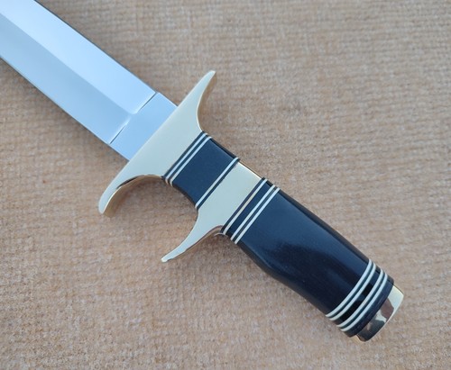 Coltello da caccia doppio bordo forgiato a mano acciaio al carbonio 1095 18" con guaina - Foto 8 di 10