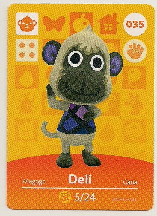 Animal Crossing amiibo Card: Deli 035 035 (Series 1) Monkey New