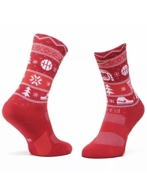 Nike Elite Crew Christmas Basketball Socks Men Size 68 Red White