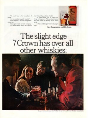 Vintage advertising print Alcohol ad Seagram's Seven 7 Crown slight edge over ad