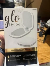 Glo Tech LED Compact Makeup Mirror 1x & 10x Magnification black
