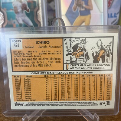 2012 Topps Heritage Ichiro Suzuki #491 Seattle Mariners SP | eBay