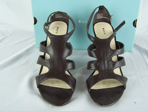Apt 9 merri brown Leather strappy heels shoes Women's size 8 M - Picture 2 of 6