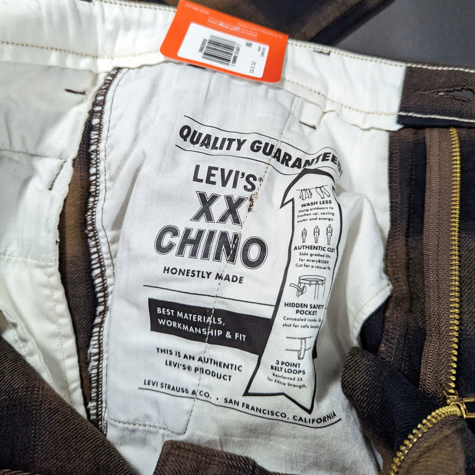 Levi's Men's Warm XX Chino Straight Flannel Pants Size 33x32 34x32