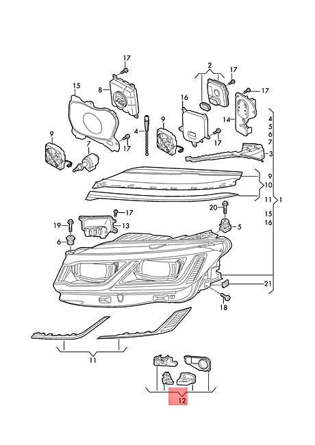 Genuine VW Touareg CR7 Repair Kit For Headlamp Housing Right  