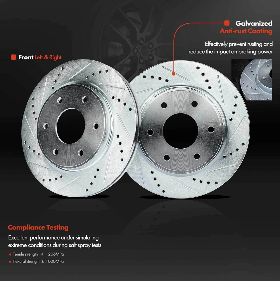 6 rotores delanteros perforados y pastillas de freno de cerámica para INFINITI QX56 Nissan Armada Foto 4 de 4