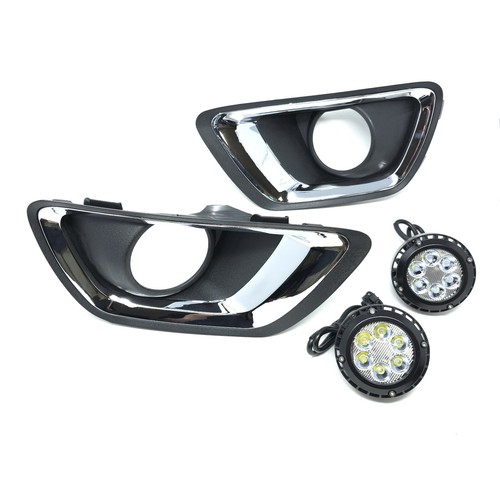 Built-in LED Fog Light Fit 2015-2020 Chevy Colorado Clear Lens Chrome Trim Bezel