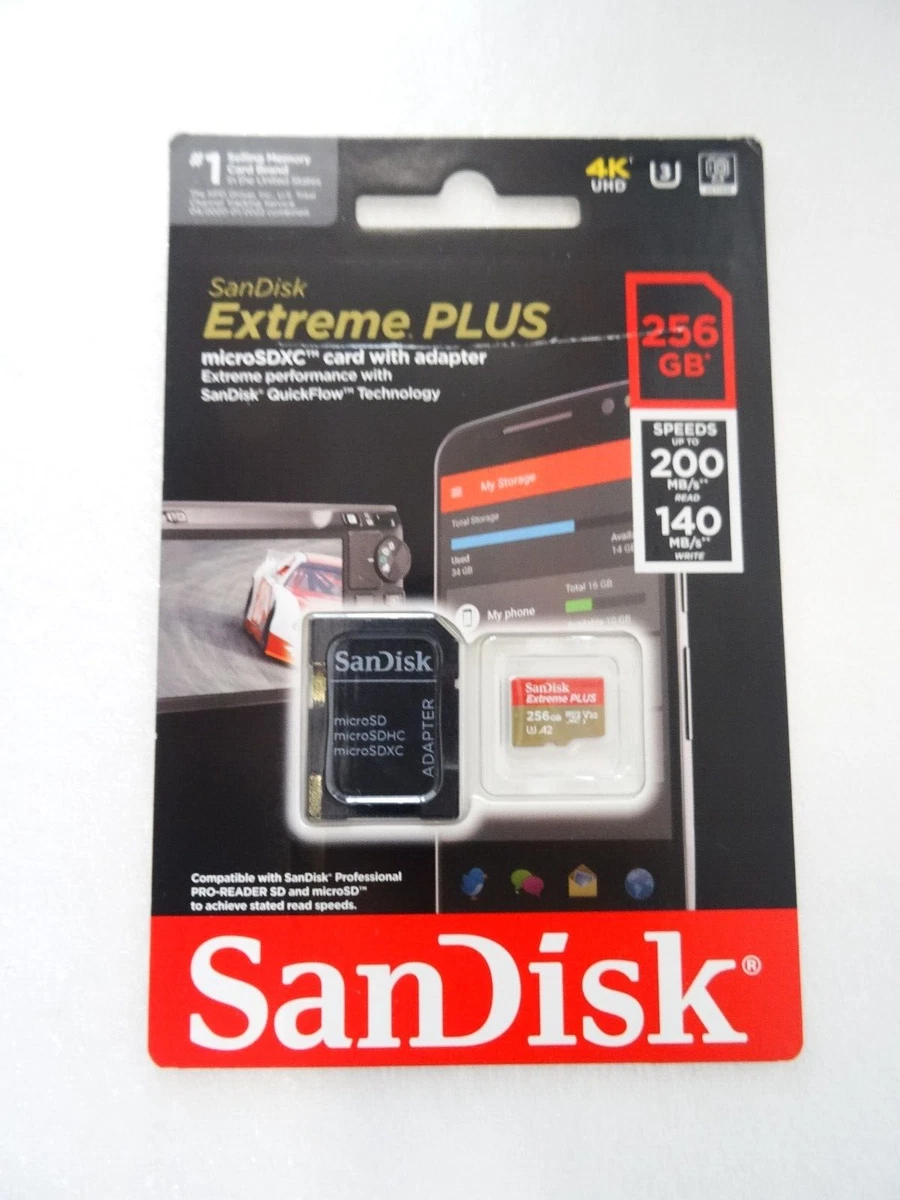 Carte SD SanDisk Extreme microSDXC 256 Go + Adaptateur